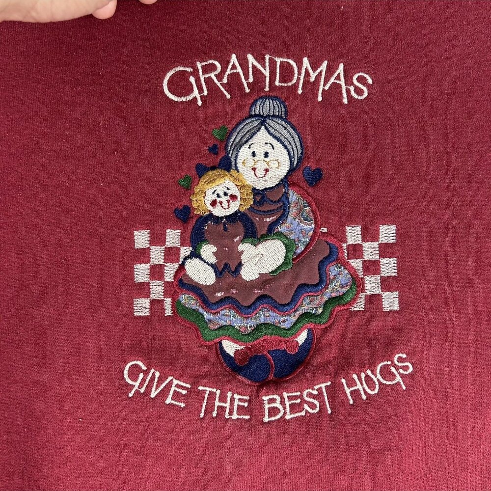 Vintage USA Made Cheek-O Grandmas Give The Best Hugs Crewneck Sweatshirt Large - Picture 3 of 8